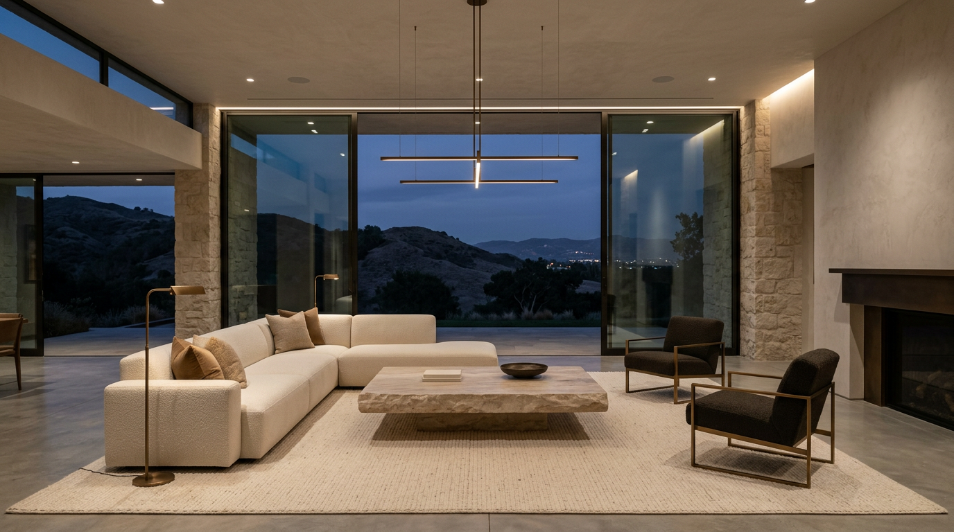 Serene modern mansion interior